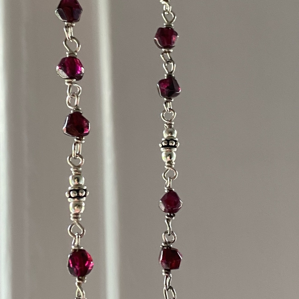 925 Sterling silver Necklace with Maroon like Gems